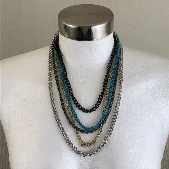 Jewelry - MULTICOLORED CHAIN STATEMENT NECKLACE